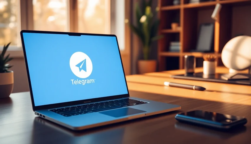 Explore the features of Telegram电脑端 on a laptop showcasing its interface and tools.